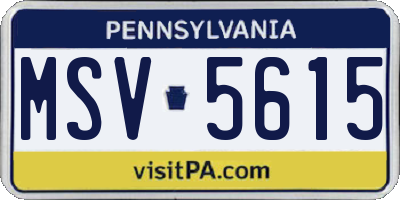 PA license plate MSV5615