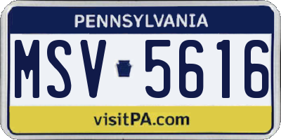 PA license plate MSV5616