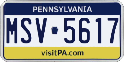 PA license plate MSV5617