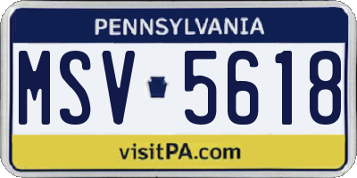 PA license plate MSV5618