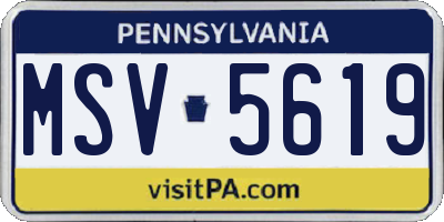 PA license plate MSV5619