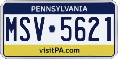 PA license plate MSV5621