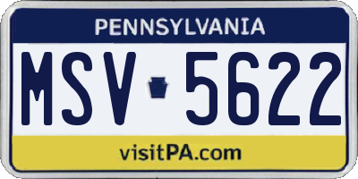 PA license plate MSV5622