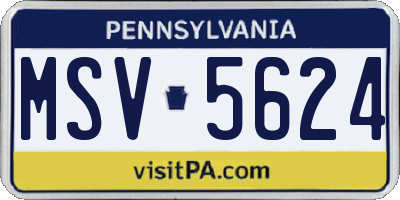 PA license plate MSV5624