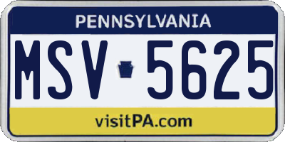 PA license plate MSV5625