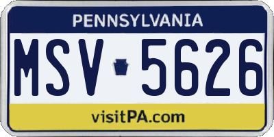 PA license plate MSV5626