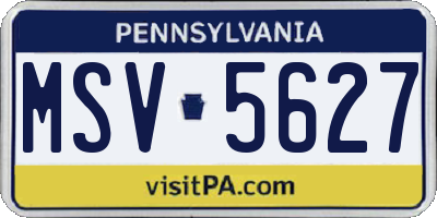 PA license plate MSV5627