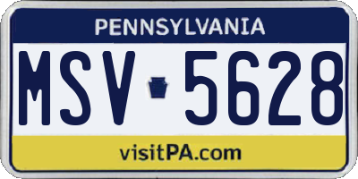 PA license plate MSV5628