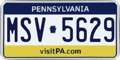 PA license plate MSV5629