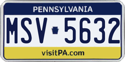 PA license plate MSV5632