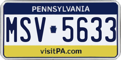 PA license plate MSV5633