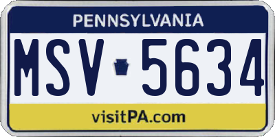 PA license plate MSV5634