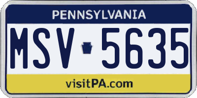 PA license plate MSV5635