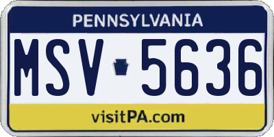 PA license plate MSV5636
