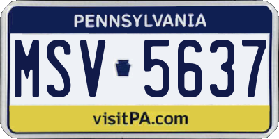 PA license plate MSV5637
