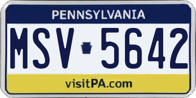 PA license plate MSV5642