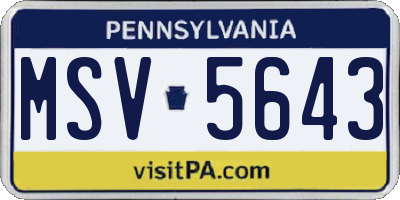 PA license plate MSV5643