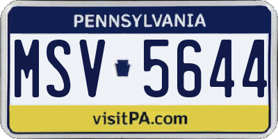 PA license plate MSV5644