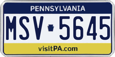 PA license plate MSV5645