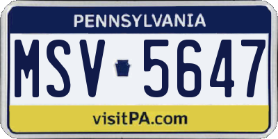 PA license plate MSV5647