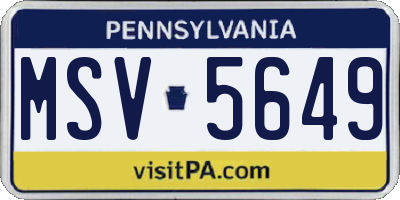 PA license plate MSV5649