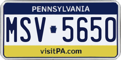 PA license plate MSV5650