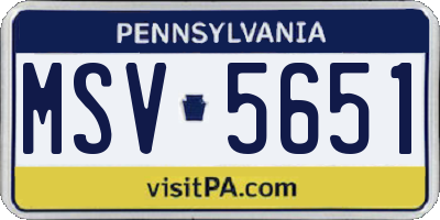 PA license plate MSV5651