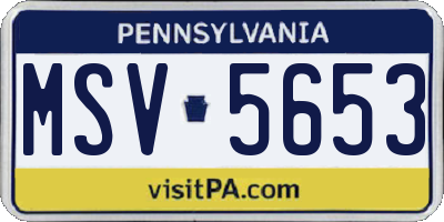 PA license plate MSV5653