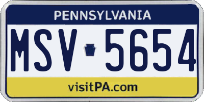 PA license plate MSV5654