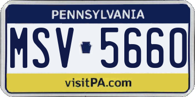 PA license plate MSV5660