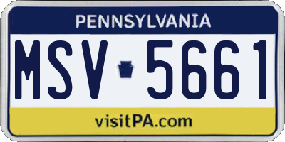 PA license plate MSV5661