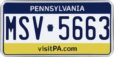 PA license plate MSV5663