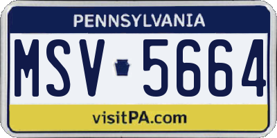 PA license plate MSV5664