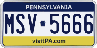 PA license plate MSV5666