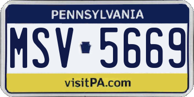 PA license plate MSV5669