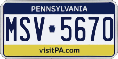 PA license plate MSV5670