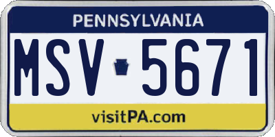 PA license plate MSV5671
