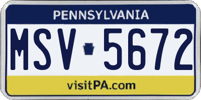 PA license plate MSV5672