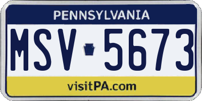 PA license plate MSV5673