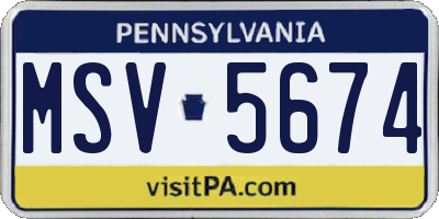 PA license plate MSV5674