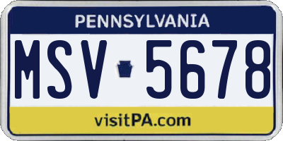 PA license plate MSV5678