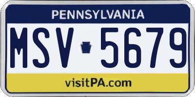 PA license plate MSV5679