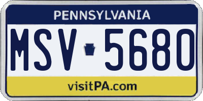 PA license plate MSV5680