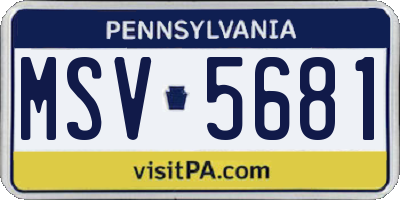 PA license plate MSV5681