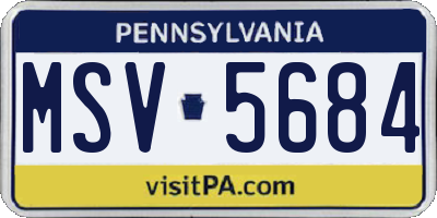 PA license plate MSV5684