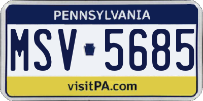 PA license plate MSV5685