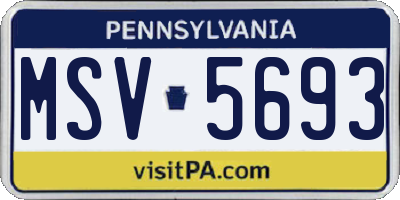PA license plate MSV5693