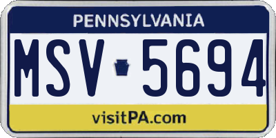 PA license plate MSV5694