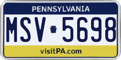 PA license plate MSV5698