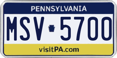 PA license plate MSV5700